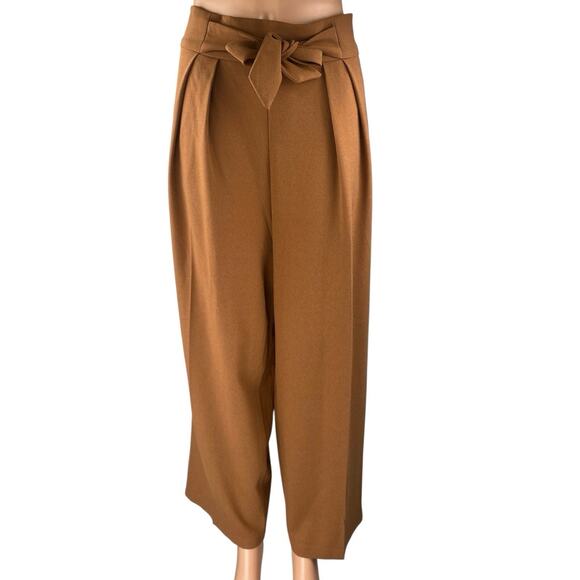 7th Avenue Women's Brown Pleated High Waisted Wide Leg Trousers Dress Pants Sz L - Picture 1 of 5